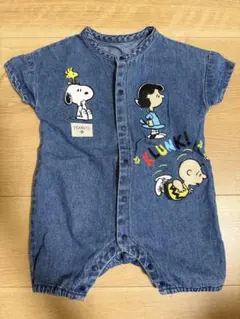 スヌーピー　デニムロンパース　70センチ