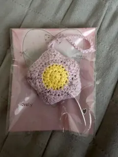 ハンドメイド　カップホルダー　花　キーホルダー　編み物