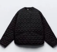 ZARA ハートキルティングジャケット　ブラックのサムネイル
