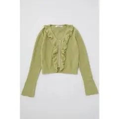 MOUSSY フリル付きカーディガン ライトグリーンのサムネイル