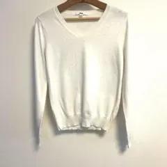UNIQLO ＊オシャレVネック ニットセーター＊ サイズ【M】 アイボリー
