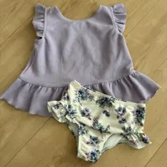 女の子用フリル水着セット（ラベンダー）