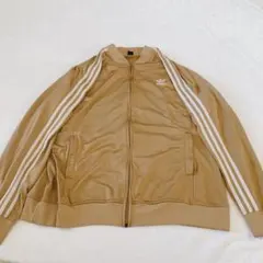 adidas トラックジャケット ベージュ ゴールド 黒タグ 希少 ビッグサイズ