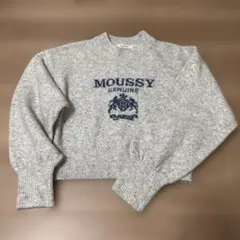 MOUSSY GENUINE ロゴ ニット セーター グレー