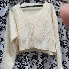 GRL アイボリー ケーブルニット カーディガン