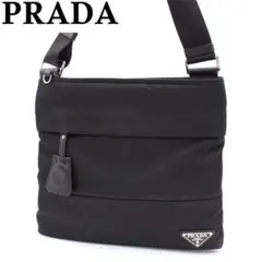 【美品】PRADA 三角ロゴプレート ショルダーバッグ ナイロン ブラック