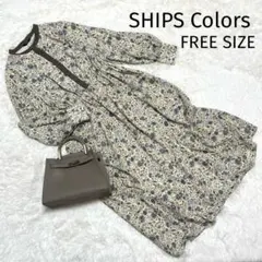 【SHIPS Colors】花柄長袖ワンピース FREE SIZE