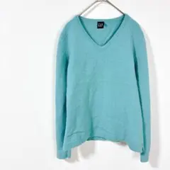 【GAP】Vネックニット 水色 S シンプル 長袖 ウール100 綺麗目 着回しのサムネイル
