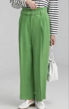 green label relaxing ワイドパンツ　グリーン　Sサイズ