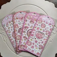マイメロディ　クリスタルぷっくり立体シール4枚セット　海外公式正規品