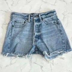マウジー moussy denim デニムショートパンツ ダメージ 綿 XS