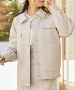 【新品未使用】マジェスティックレゴン　フェイクレザーオーバーブルゾン　アイボリー