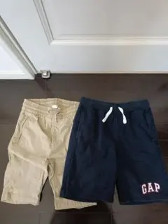 GAP KIDS XL150 ベージュ ネイビーハーフパンツセット