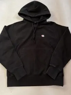 00's Champion リバースウィーブ古着スウェットフーディ黒Lフェード