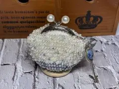 がま口キラキラパールビーズがま口チャーム付き