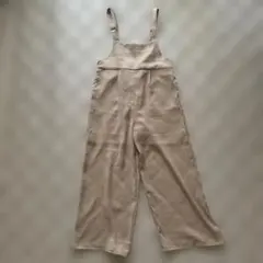 GU ベージュ ワイドレッグサロペット