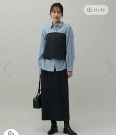 グローバルワーク　接結ラメニットスカート　スモークグレーのサムネイル