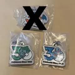 ポケモン 30周年メタルチャームマスコット 3個セット ゼニガメ　フシギダネ