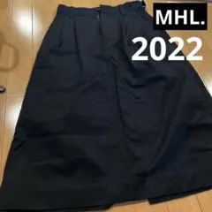 2022 MHL. WASHED CHINO COTTON スカート黒 ０のサムネイル