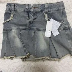 WEGO デニム プリーツ ミニスカート