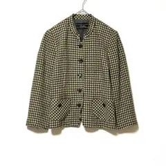 3390 レリアン ノーカラージャケット 千鳥格子 ウール 11 黄　黒
