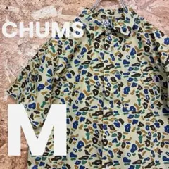 ★美品★CHUMS★半袖シャツ★ レオパード柄 ★刺繍★サイズM★送料無料★