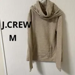 ジェイクルー【M】ニット 無地 フード オフタートル 長袖 ベージュ 綿 羊毛