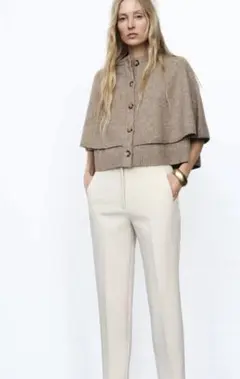 ZARA ザラ ハイウエストパンツ　テーパード　タックパンツ　センタープレス