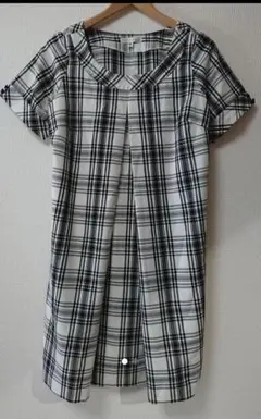 新品 授乳 ワンピース Mサイズ白チェック　マタニティ