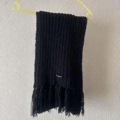 NICE CLAUP 黒 ニットマフラー フリンジ付き