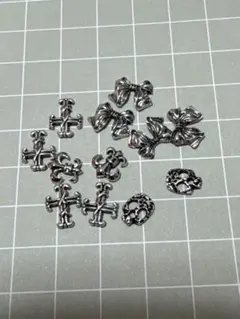 メタル製ネイルパーツ クロス リボン スカル　セット