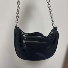 WEGO ウィゴー チェーンショルダーバッグ 黒 三日月型 モード系