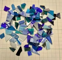 お試し特価　色別ガラス端材　青系　小さめ　100g 同梱割引無し