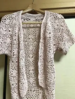 ピンク かぎ針編み カーディガン