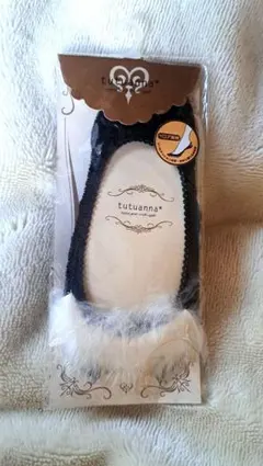 tutuanna ファー付きフラットソックス 黒 22-24cm