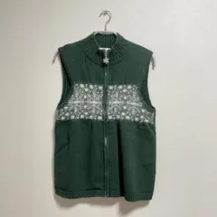 Christopher & Banks ニットジレ ベスト ダークグリーン【S】