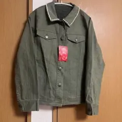 アンドラブ　オリーブデニムジャケット パール付き