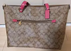 【美品】COACH コーチ トートバッグ シグネチャー ジップトップトート