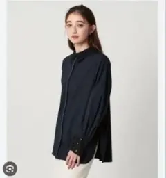 UNITED ARROWS エンブロイダリーカラーシャツ ネイビー