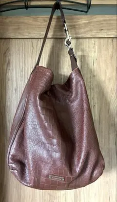 COACH ブラウン レザー　クロコダイル型押し ショルダーバッグ