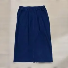 ダークブルー デニムタイトスカート ゴムウエスト