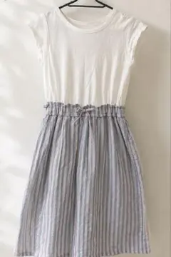 BEAMS miniワンピース 150 半袖 ドッキング ストライプ 女の子 夏のサムネイル