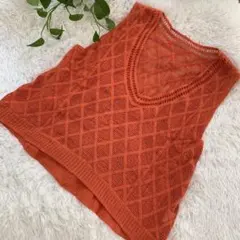 メリディアン　meridian オレンジ ニットベスト オーバーサイズ　大きい