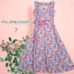 ローラアシュレイ Laura Ashley ロングワンピース 花柄リネン 麻