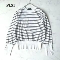PLST UVカットレーヨンブレンドドルマンセーター ボーダー サマーニット Sのサムネイル