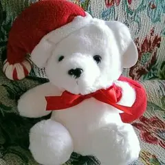 クマのぬいぐるみ！サンタ、クリスマス！