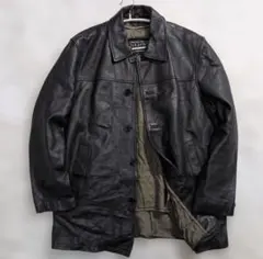 極上のシボ革★ヴィンテージ カーコート ライナー付 黒 実寸XL相当 超良品