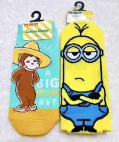 《新品・タグ付き》 ユニバーサル　ミニオンズ＆おさるのジョージ　靴下2足セット