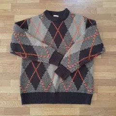 GU アーガイル柄 クルーネックセーター