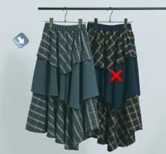 Bokanii フリルチェックスカート ネイビー